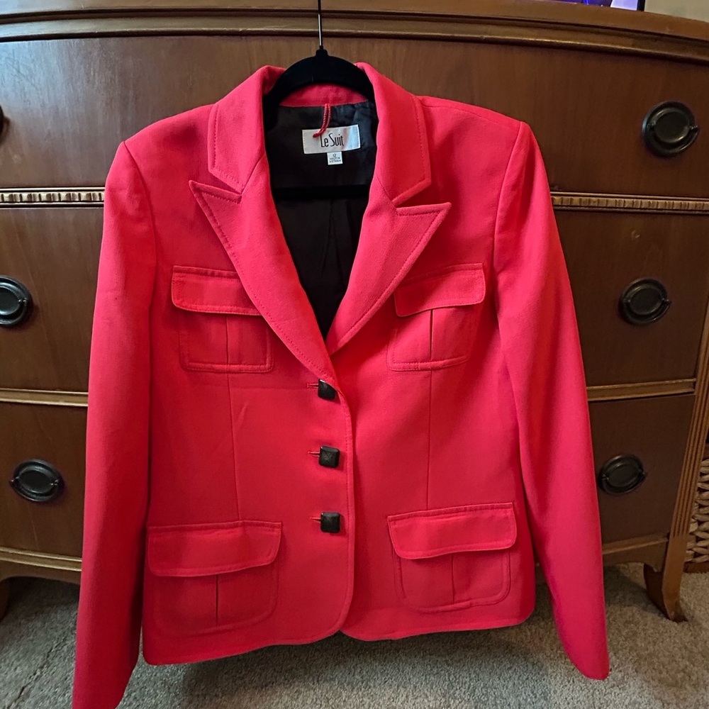 Le Suit Dark Coral Women's Blazer; size 12